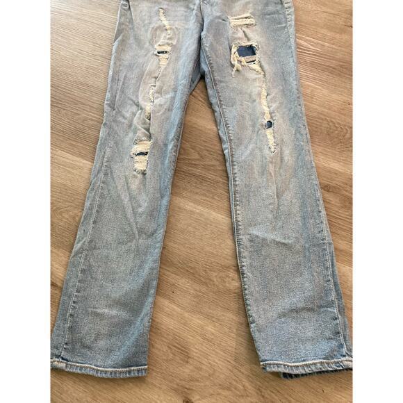 Black Daisy Kate Women's Distressed Ripped Straight Leg Jeans Blue Size 13 - Picture 8 of 9